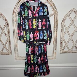SHESHOW Queen Elizabeth II Rainbow Pajama Set- Sz Small NWT
